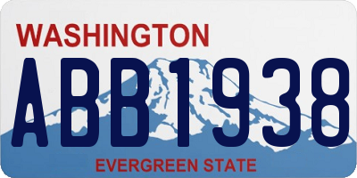 WA license plate ABB1938