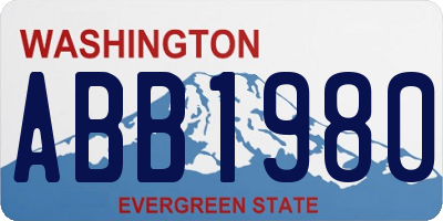 WA license plate ABB1980