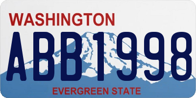 WA license plate ABB1998