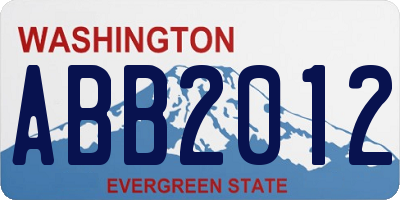WA license plate ABB2012