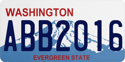 WA license plate ABB2016