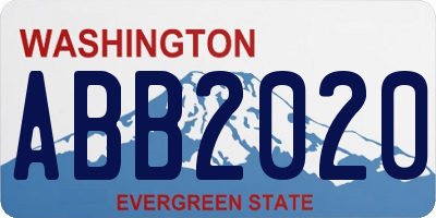 WA license plate ABB2020