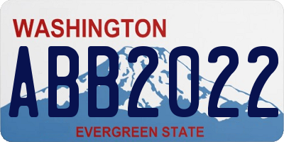 WA license plate ABB2022