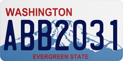 WA license plate ABB2031