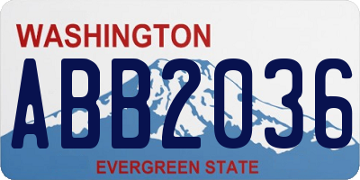 WA license plate ABB2036