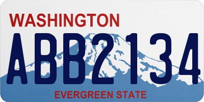 WA license plate ABB2134