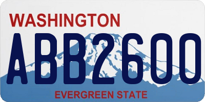 WA license plate ABB2600