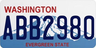 WA license plate ABB2980