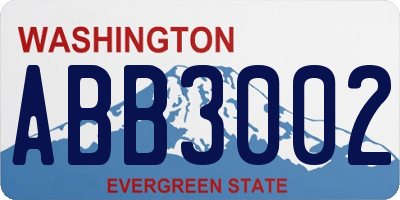 WA license plate ABB3002