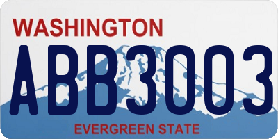 WA license plate ABB3003
