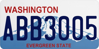 WA license plate ABB3005