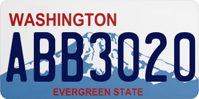 WA license plate ABB3020