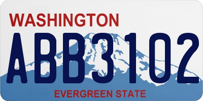 WA license plate ABB3102