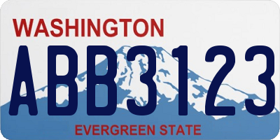 WA license plate ABB3123