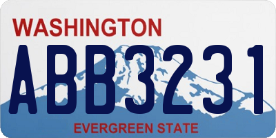 WA license plate ABB3231