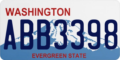 WA license plate ABB3398