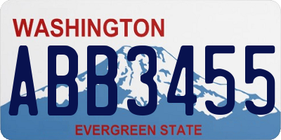 WA license plate ABB3455