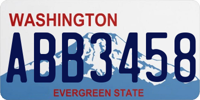WA license plate ABB3458