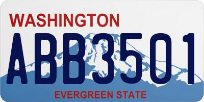 WA license plate ABB3501