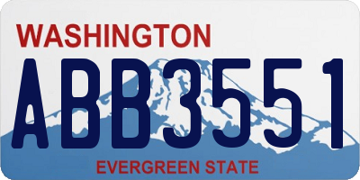 WA license plate ABB3551