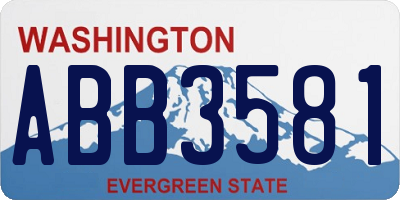 WA license plate ABB3581
