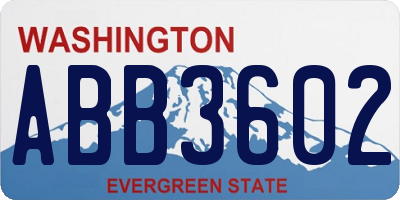 WA license plate ABB3602