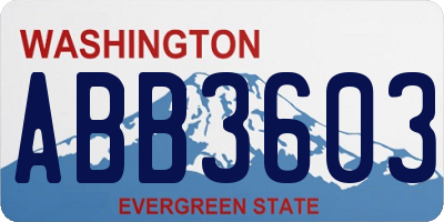 WA license plate ABB3603