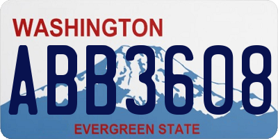 WA license plate ABB3608