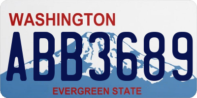 WA license plate ABB3689