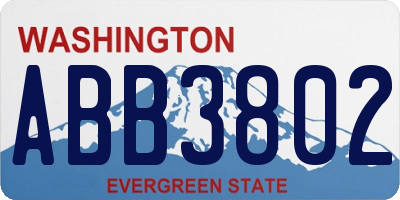 WA license plate ABB3802