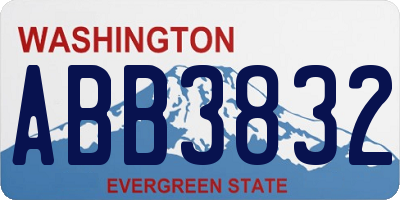 WA license plate ABB3832