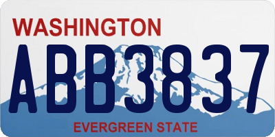 WA license plate ABB3837