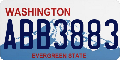 WA license plate ABB3883