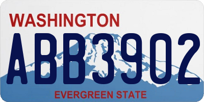 WA license plate ABB3902