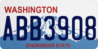 WA license plate ABB3908