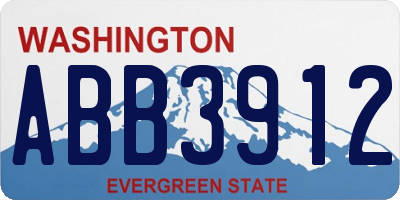 WA license plate ABB3912