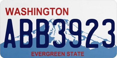 WA license plate ABB3923