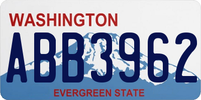 WA license plate ABB3962