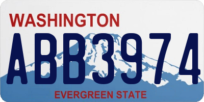 WA license plate ABB3974