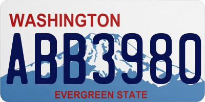 WA license plate ABB3980