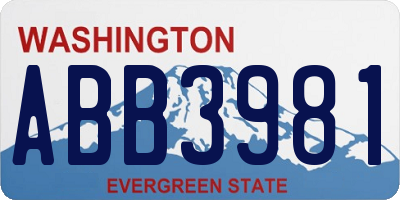 WA license plate ABB3981