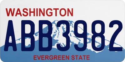 WA license plate ABB3982