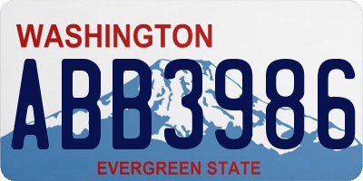 WA license plate ABB3986