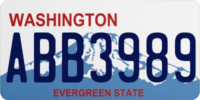 WA license plate ABB3989