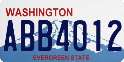 WA license plate ABB4012