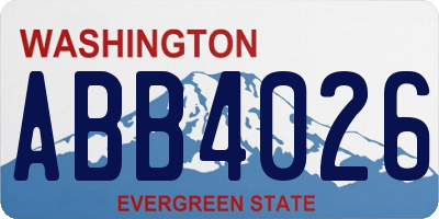 WA license plate ABB4026