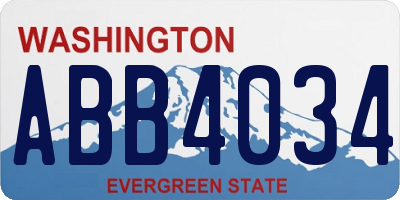 WA license plate ABB4034
