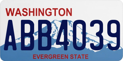 WA license plate ABB4039