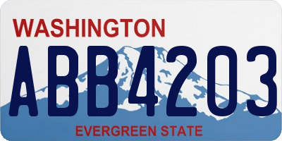 WA license plate ABB4203
