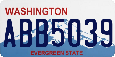 WA license plate ABB5039
